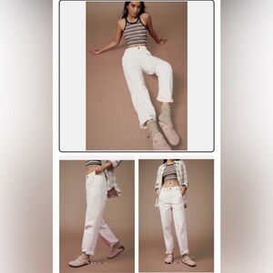 Striped Tank Top and White Pants Outfit